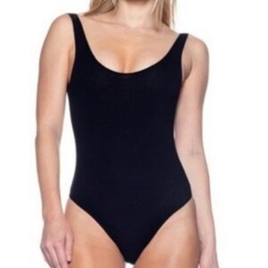 I Heart by Iron Fist Ribbed Thong Bodysuit Black L